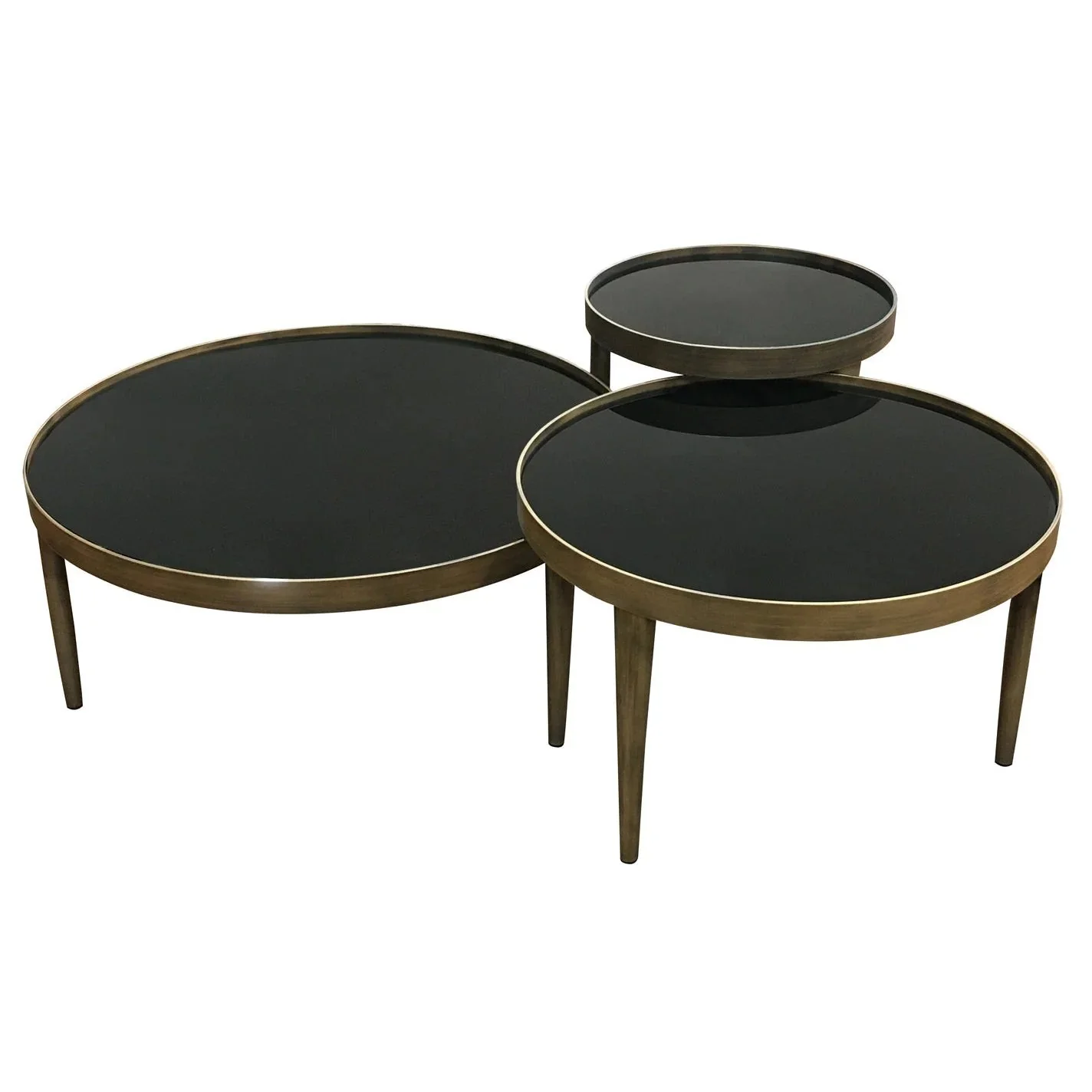 Reese Small/ Large Table -Antiqued Frame/Legs & Black Smoked Glass Finish - Image 4