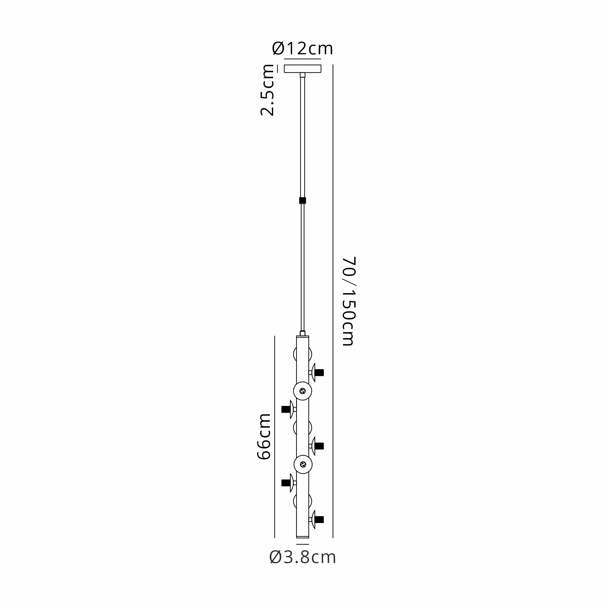 Seville 10LT Vertical Linear Telescopic Pendant - Various Colours - Image 2