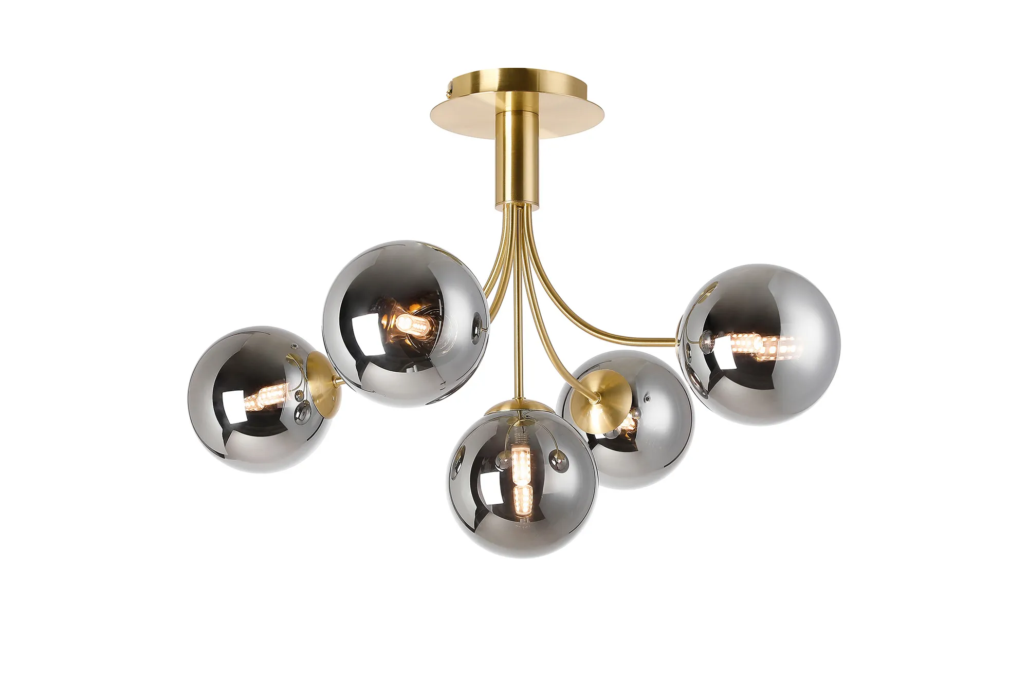 Seville 60cm Semi-Flush Curved 5 Arm Ceiling Light - Image 10