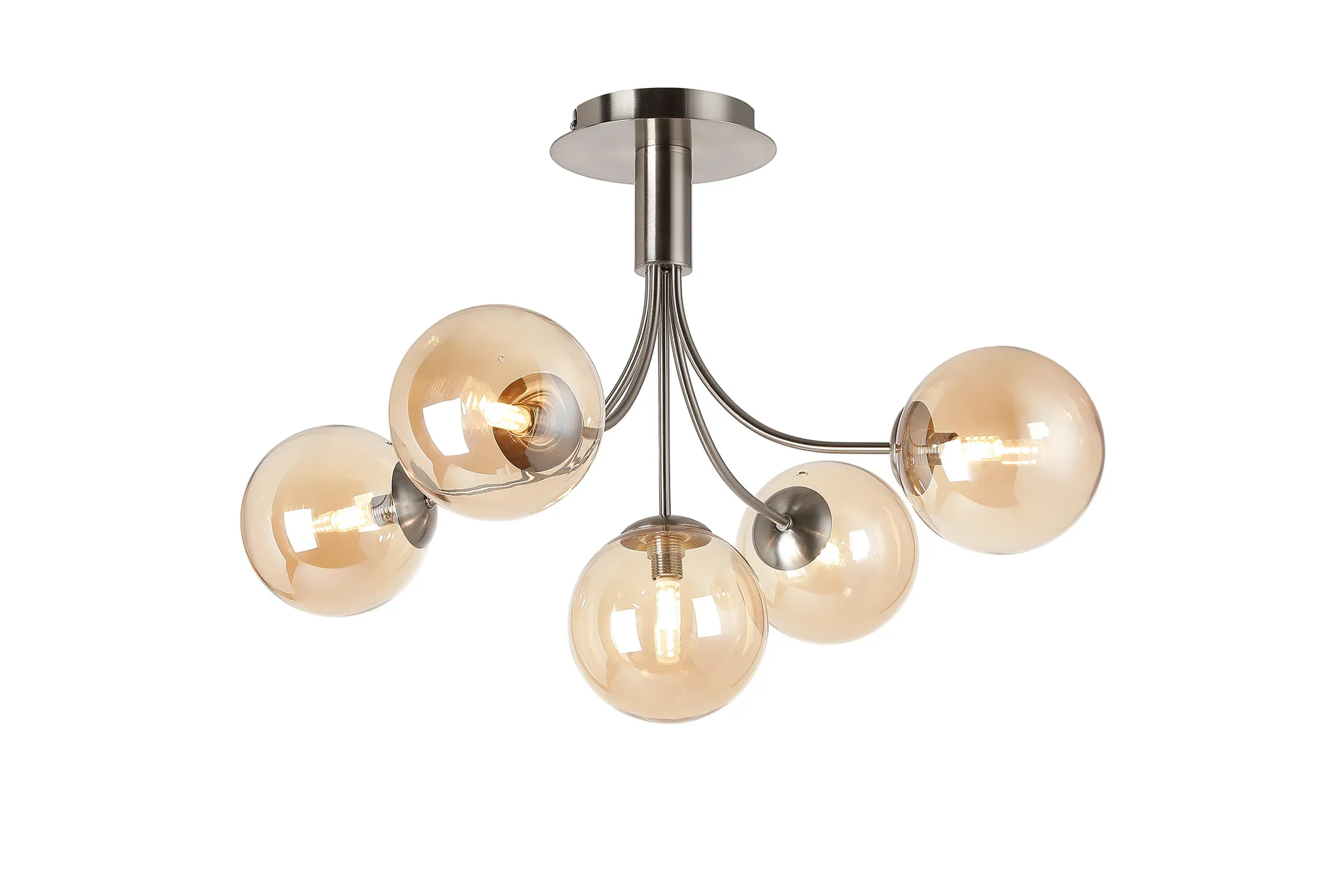 Seville 60cm Semi-Flush Curved 5 Arm Ceiling Light - Image 11