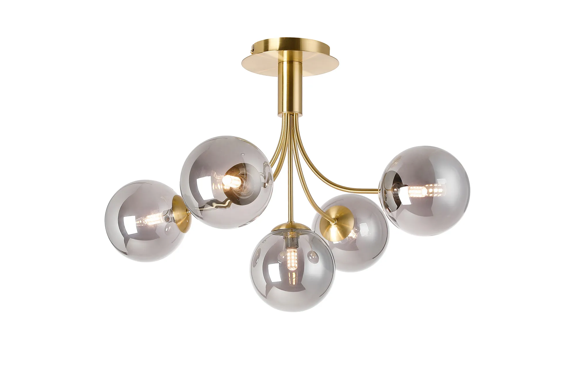 Seville 60cm Semi-Flush Curved 5 Arm Ceiling Light - Image 12