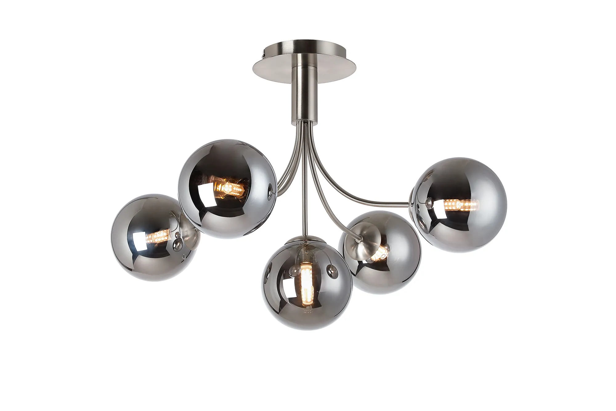 Seville 60cm Semi-Flush Curved 5 Arm Ceiling Light - Image 14