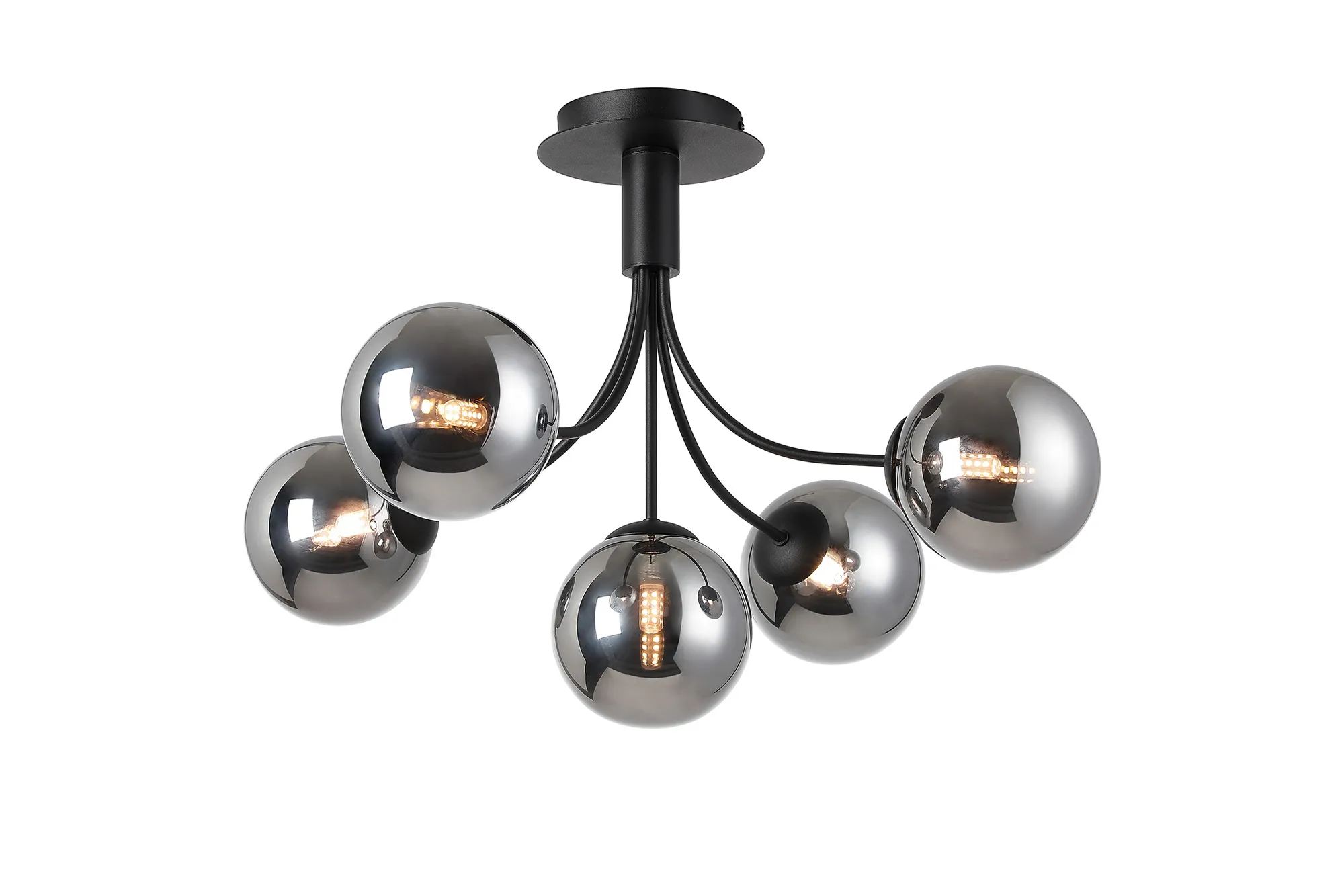 Seville 60cm Semi-Flush Curved 5 Arm Ceiling Light - Image 2