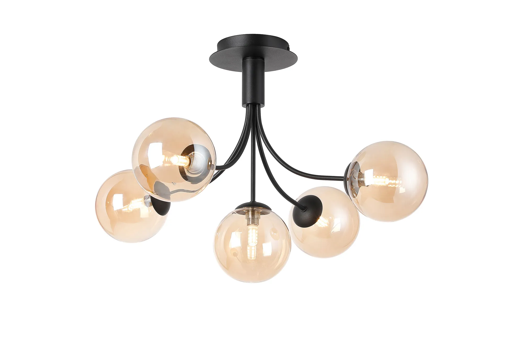 Seville 60cm Semi-Flush Curved 5 Arm Ceiling Light - Image 3