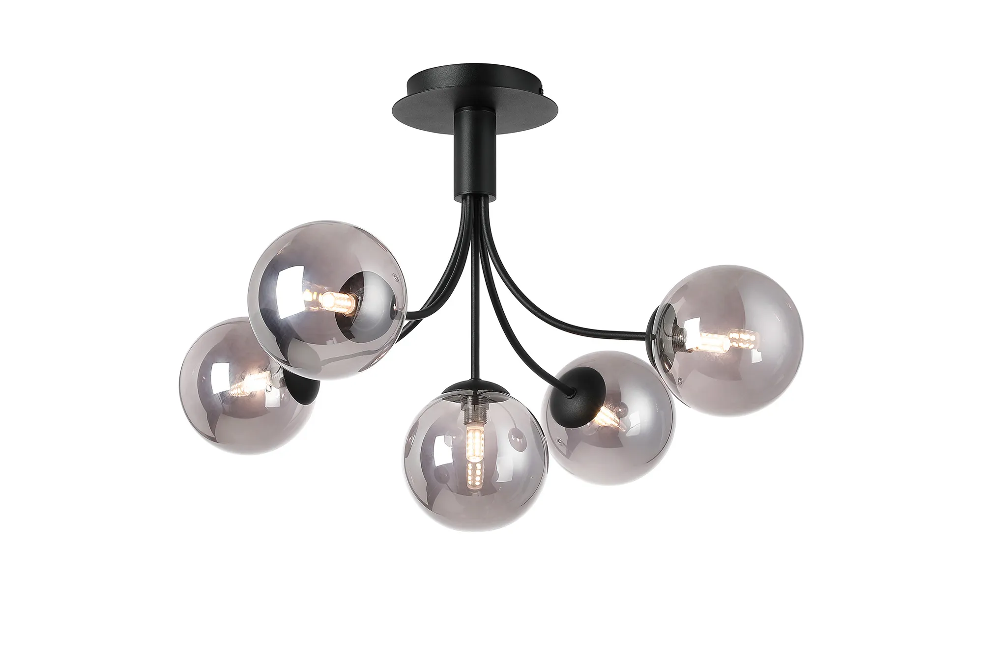 Seville 60cm Semi-Flush Curved 5 Arm Ceiling Light - Image 6