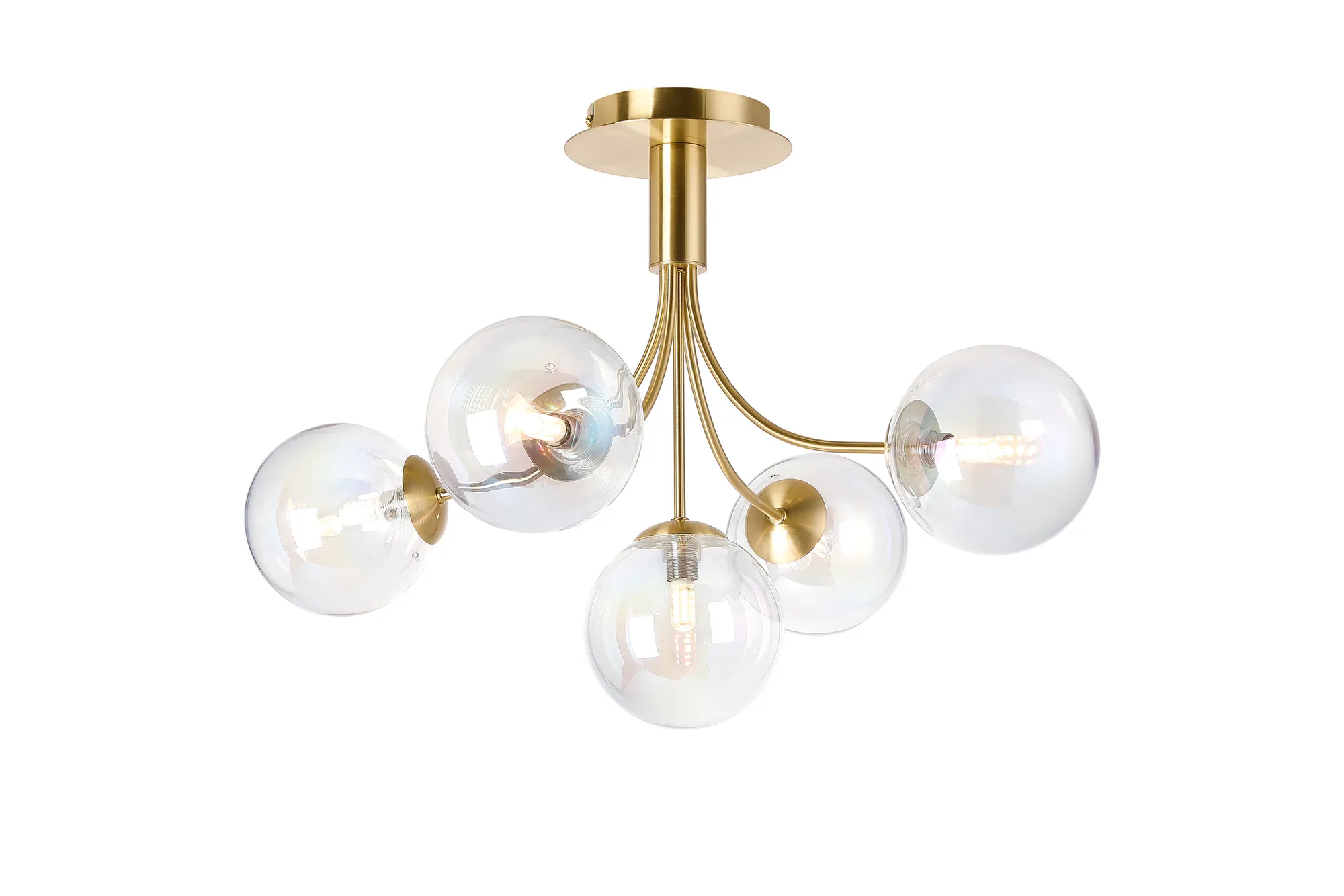 Seville 60cm Semi-Flush Curved 5 Arm Ceiling Light - Image 9
