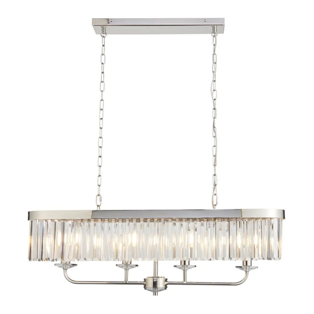 Regina 4 Light Linear Pendant- Antique Brass/ Nickel & Clear Cut Glass