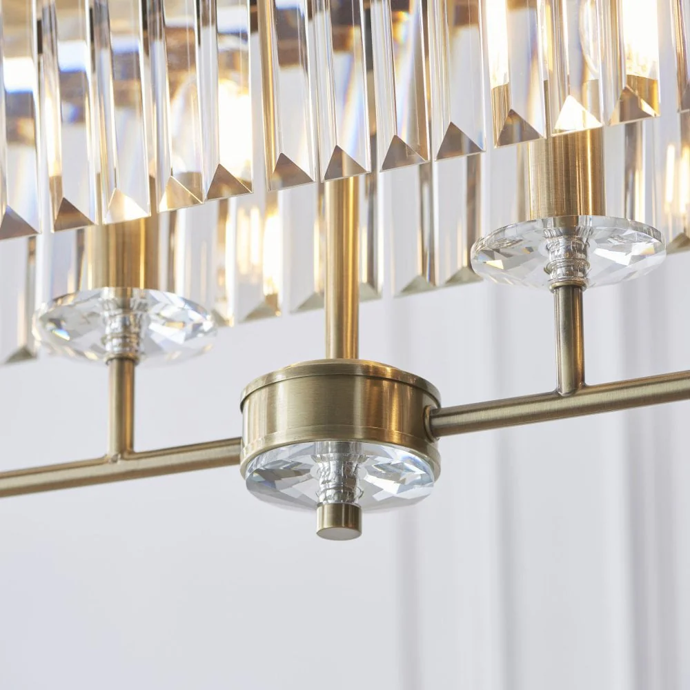Regina 4 Light Linear Pendant- Antique Brass/ Nickel & Clear Cut Glass - Image 11