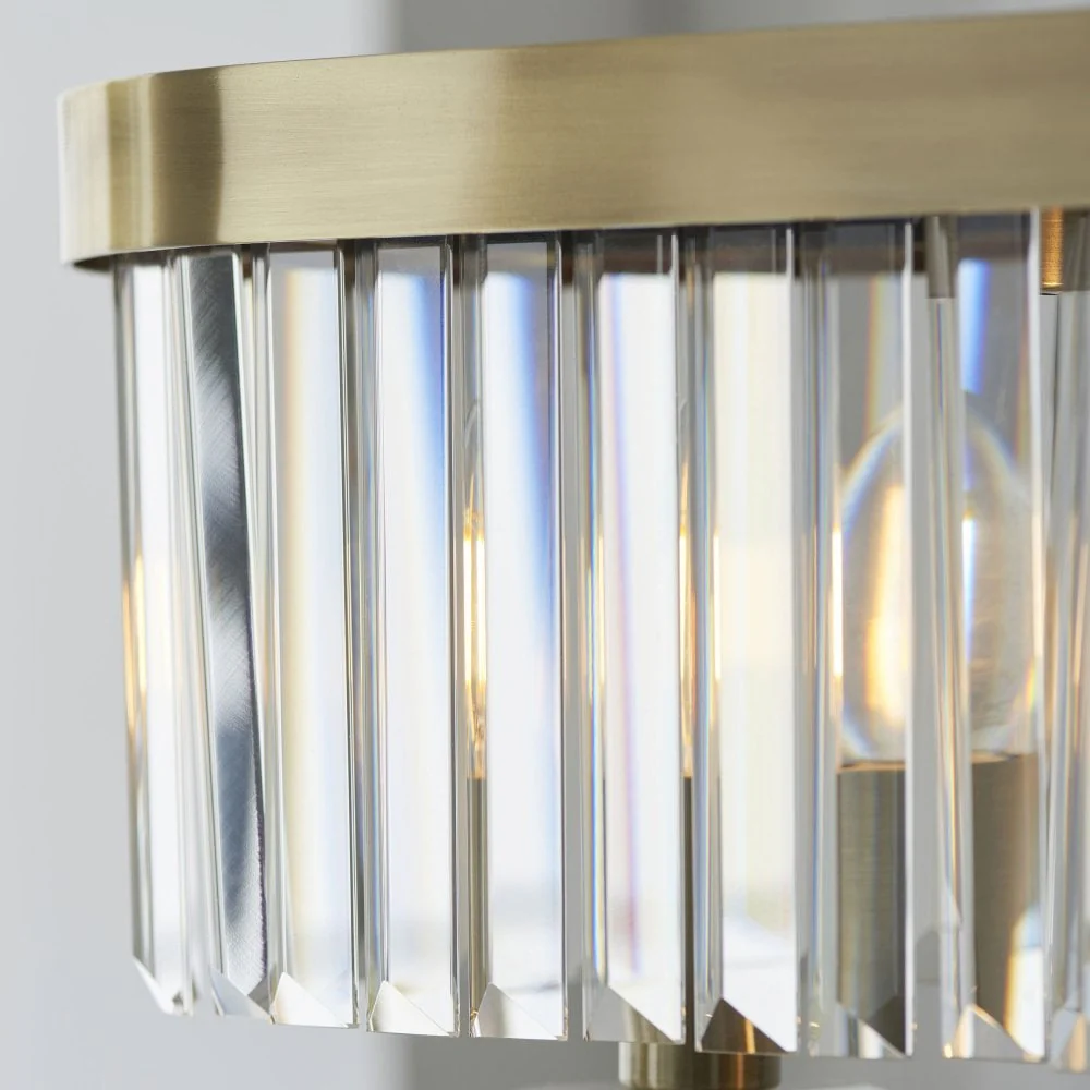 Regina 4 Light Linear Pendant- Antique Brass/ Nickel & Clear Cut Glass - Image 12