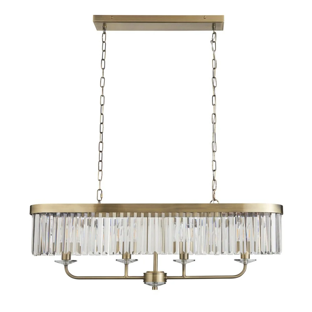 Regina 4 Light Linear Pendant- Antique Brass/ Nickel & Clear Cut Glass - Image 2