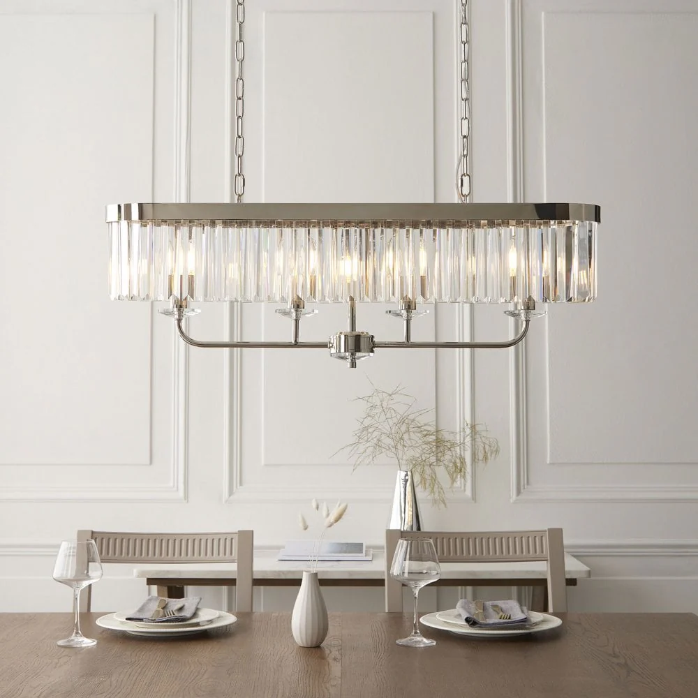 Regina 4 Light Linear Pendant- Antique Brass/ Nickel & Clear Cut Glass - Image 3