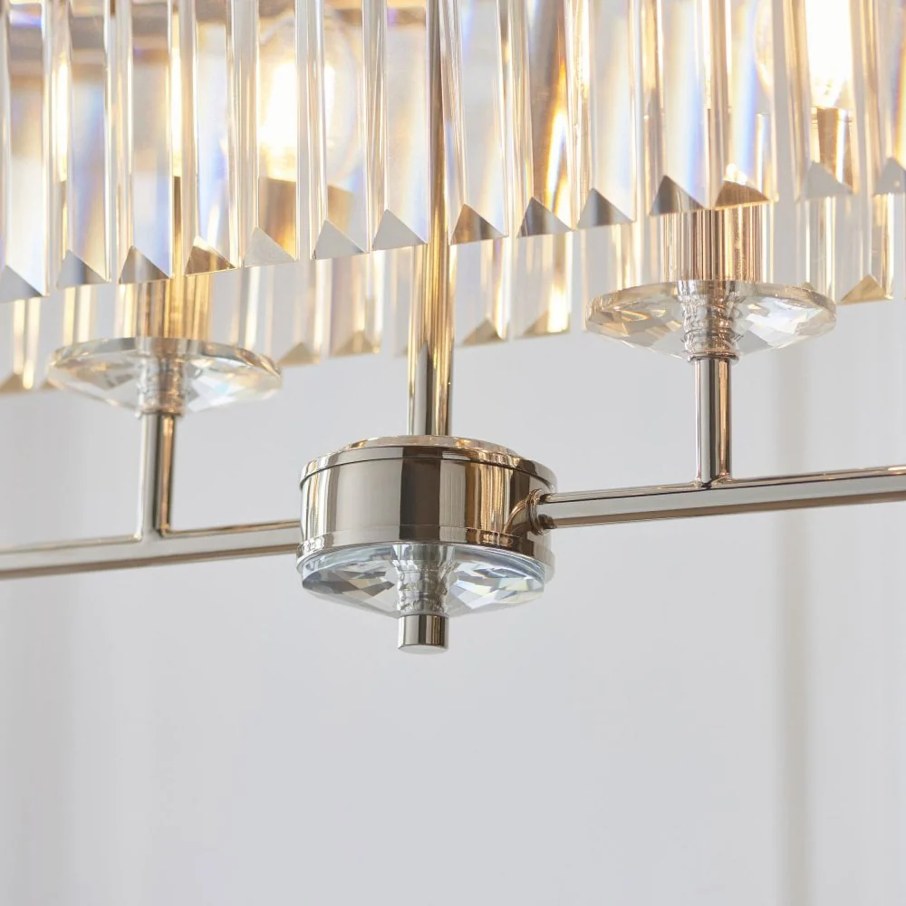 Regina 4 Light Linear Pendant- Antique Brass/ Nickel & Clear Cut Glass - Image 5