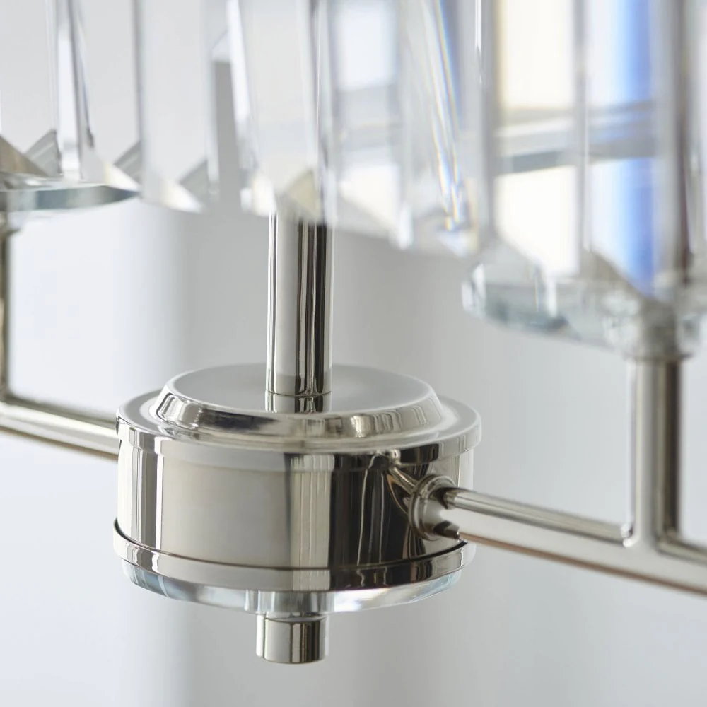 Regina 4 Light Linear Pendant- Antique Brass/ Nickel & Clear Cut Glass - Image 6