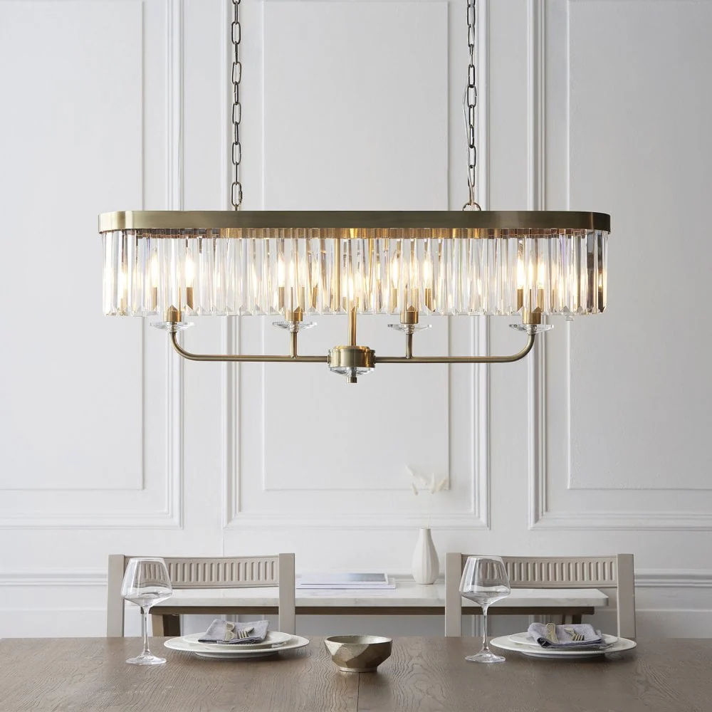 Regina 4 Light Linear Pendant- Antique Brass/ Nickel & Clear Cut Glass - Image 8