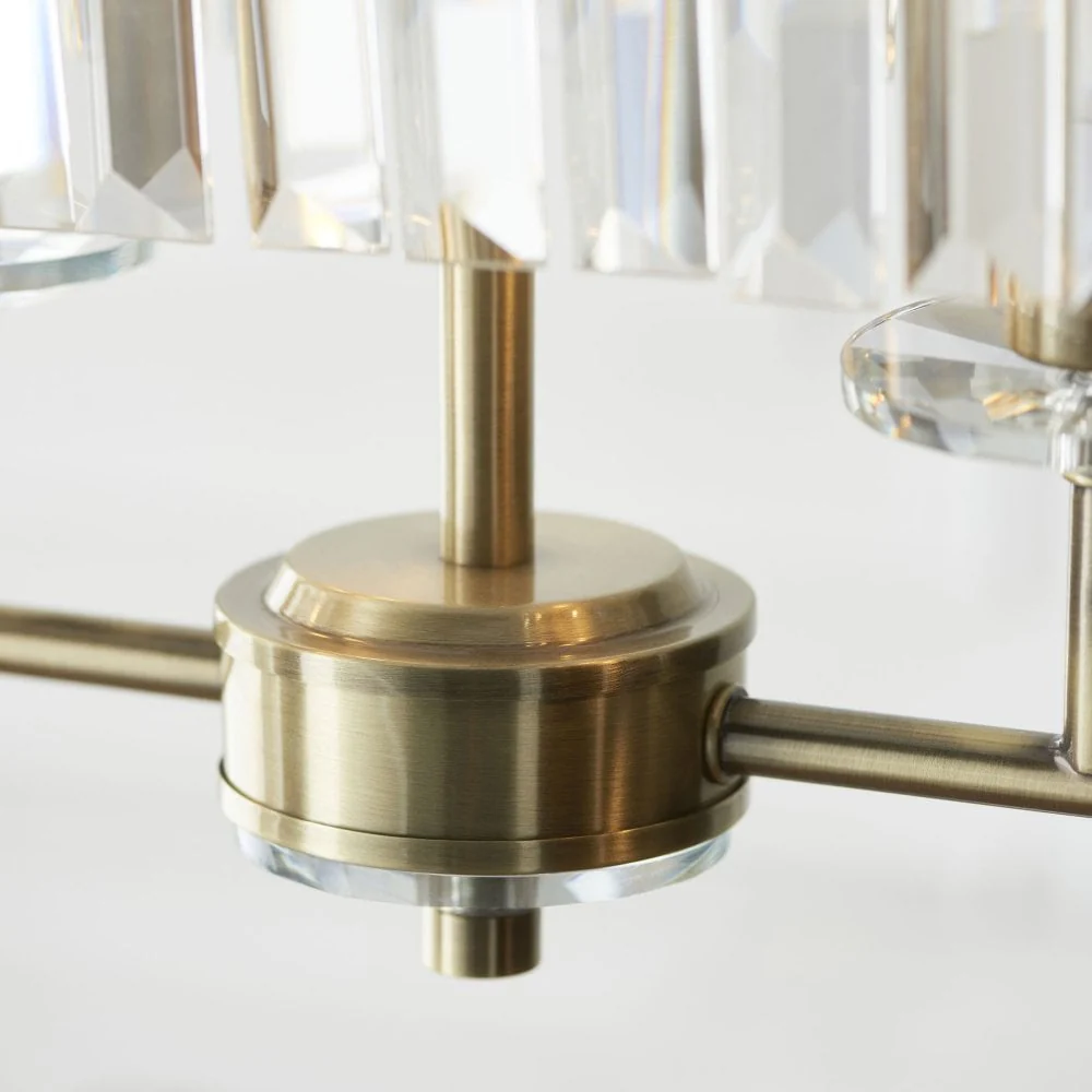 Regina 4 Light Linear Pendant- Antique Brass/ Nickel & Clear Cut Glass - Image 9