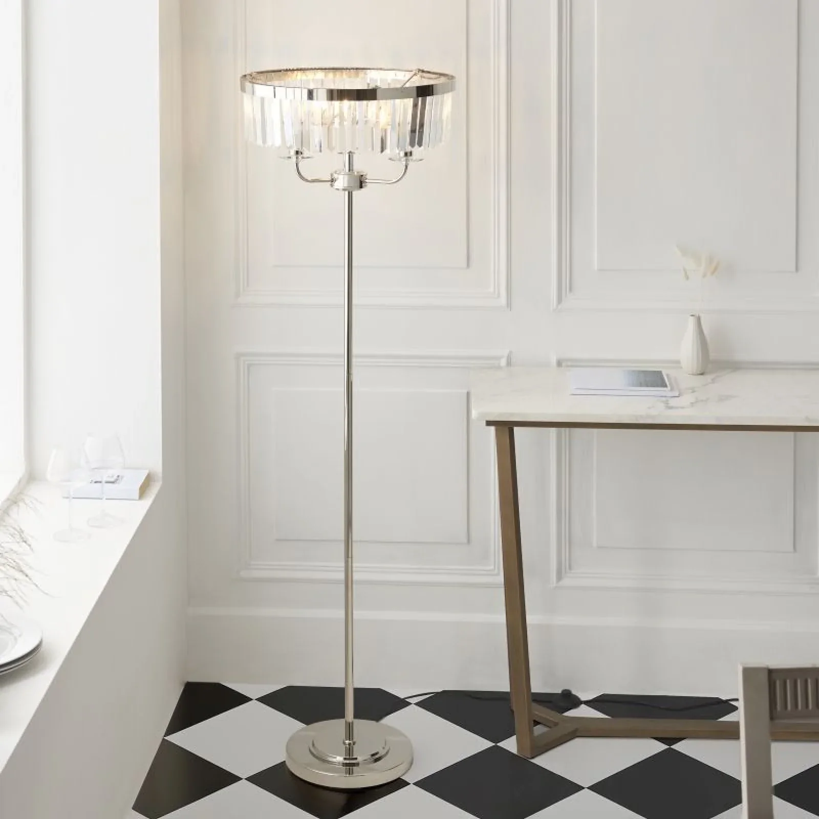Regina Floor Lamp- Nickel/ Antique Brass Finish - Image 3