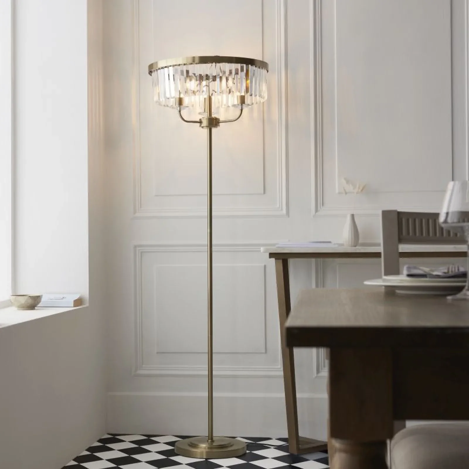 Regina Floor Lamp- Nickel/ Antique Brass Finish - Image 5