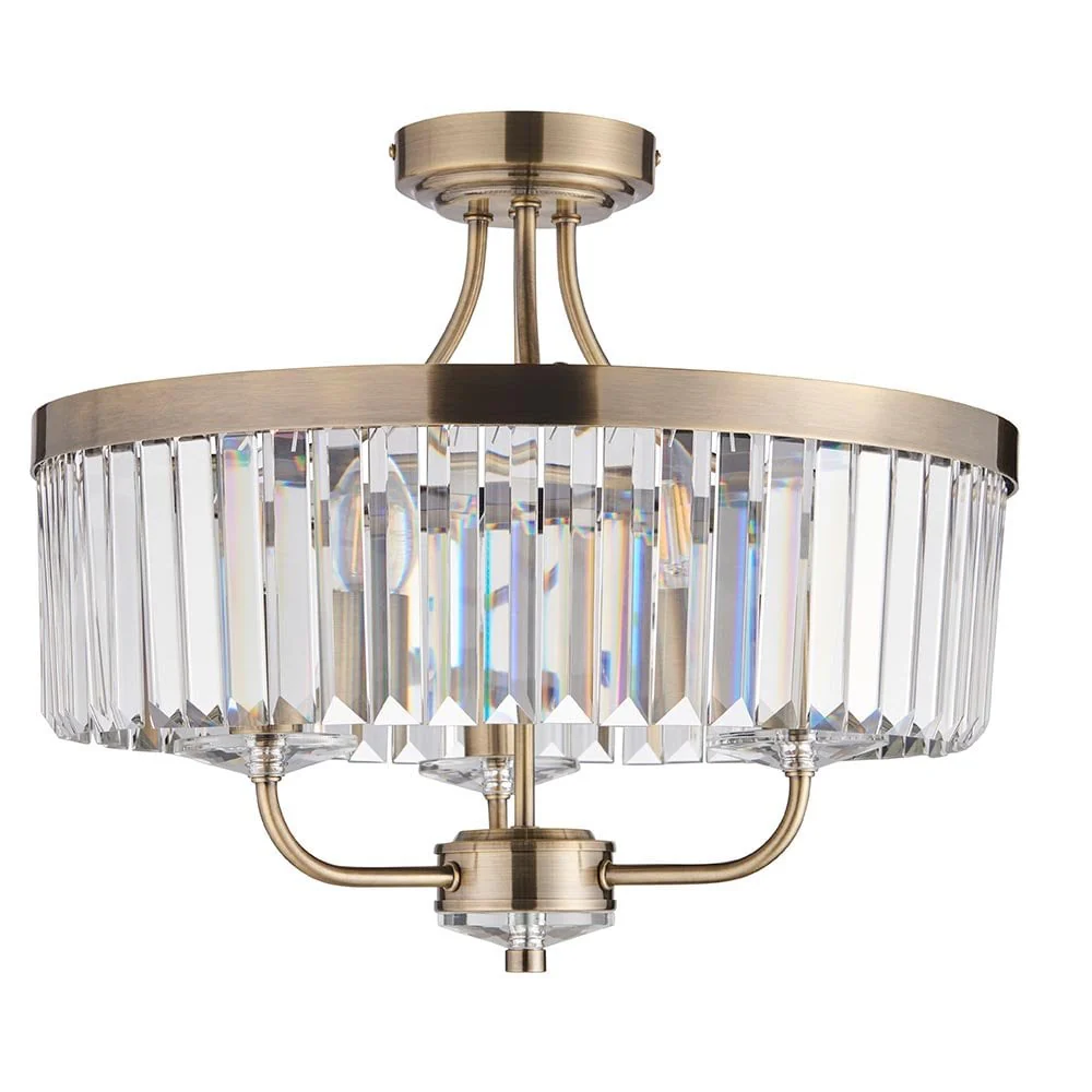 Regina Semi Flush Ceiling Light - Nickel/Antique Brass Finishes - Image 2