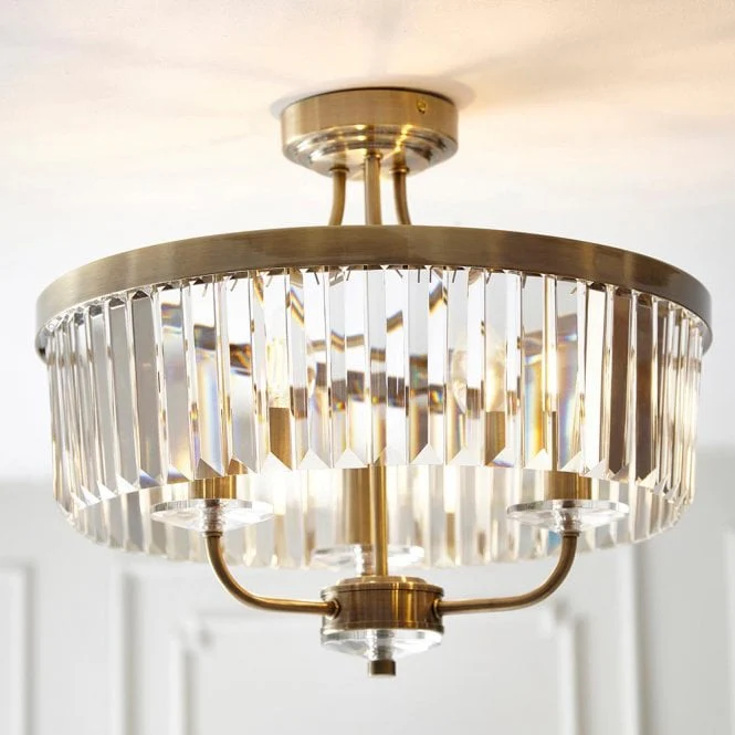 Regina Semi Flush Ceiling Light - Nickel/Antique Brass Finishes - Image 4