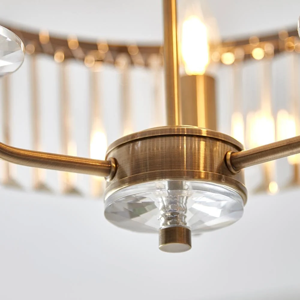 Regina Semi Flush Ceiling Light - Nickel/Antique Brass Finishes - Image 6