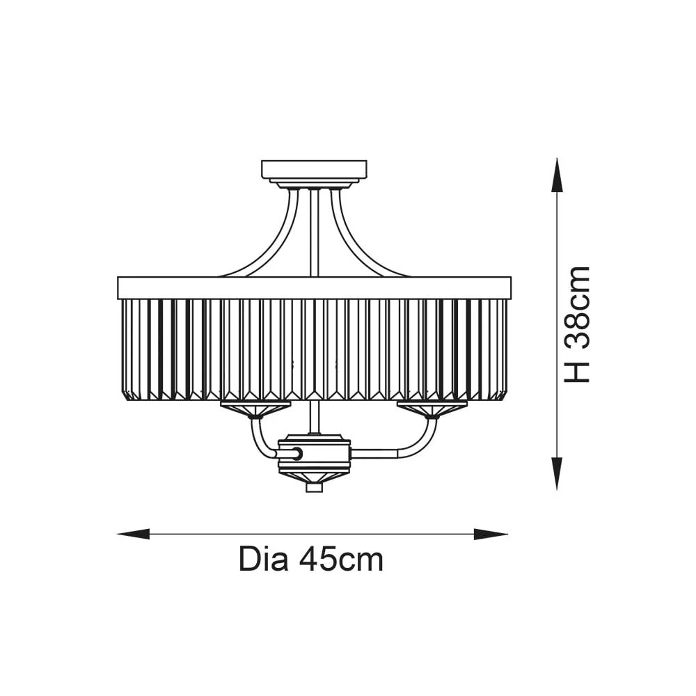 Regina Semi Flush Ceiling Light - Nickel/Antique Brass Finishes - Image 8