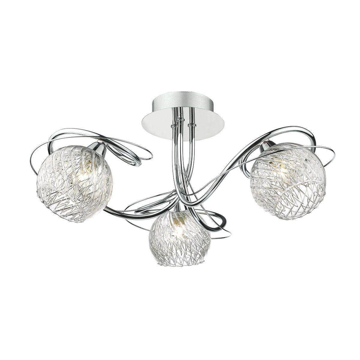 Rehan 3/5Lt Light Semi Flush Fitting w/Decorative Glass & Polished Chrome Frame