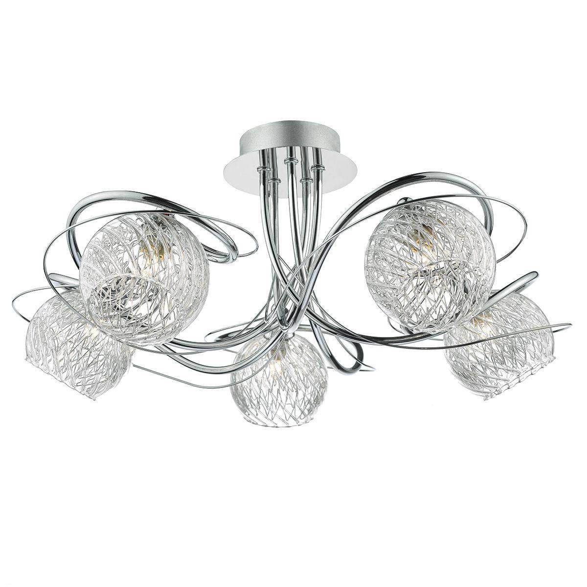 Rehan 3/5Lt Light Semi Flush Fitting w/Decorative Glass & Polished Chrome Frame - Image 2