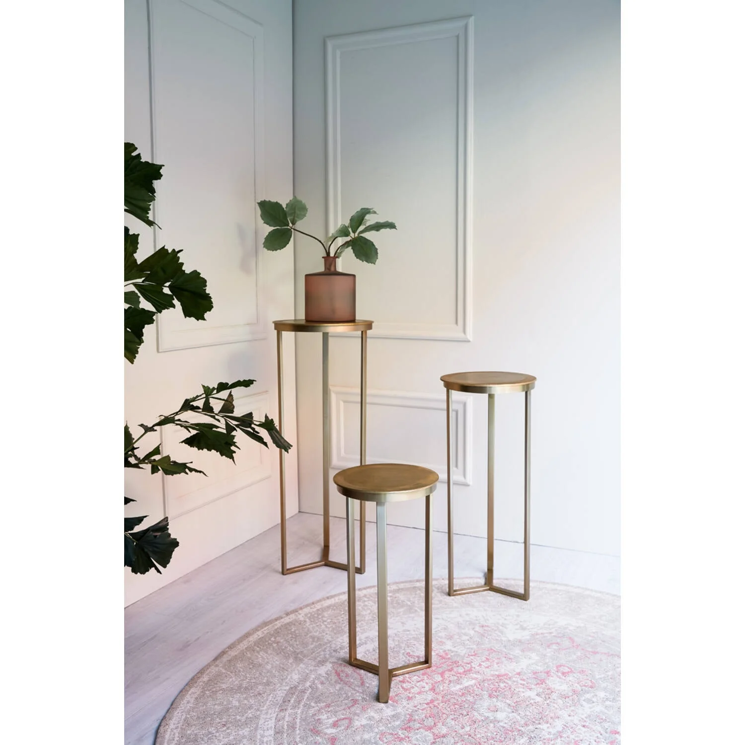Retiro Small/Medium/Large Pillar Side Tables - Antique Copper/Antique Lead/Antique Bronze/Light Gold Finish - Image 13