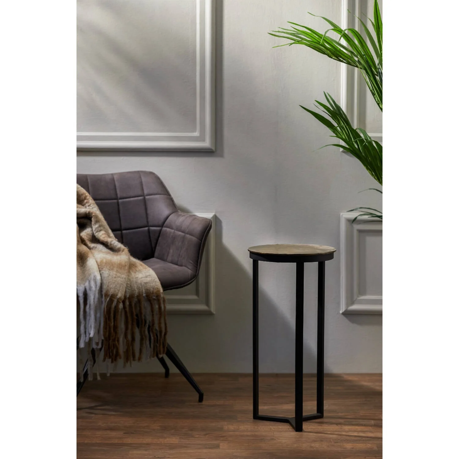 Retiro Small/Medium/Large Pillar Side Tables - Antique Copper/Antique Lead/Antique Bronze/Light Gold Finish - Image 9