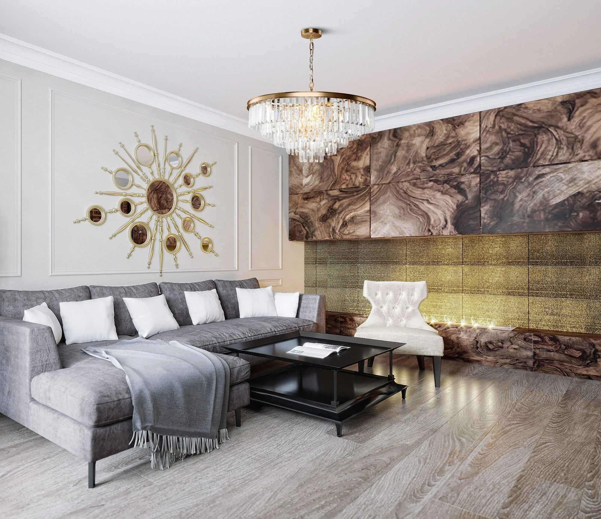 Revero 7/12Lt Centre Ceiling Light - Brass/Gold Finish - Image 7