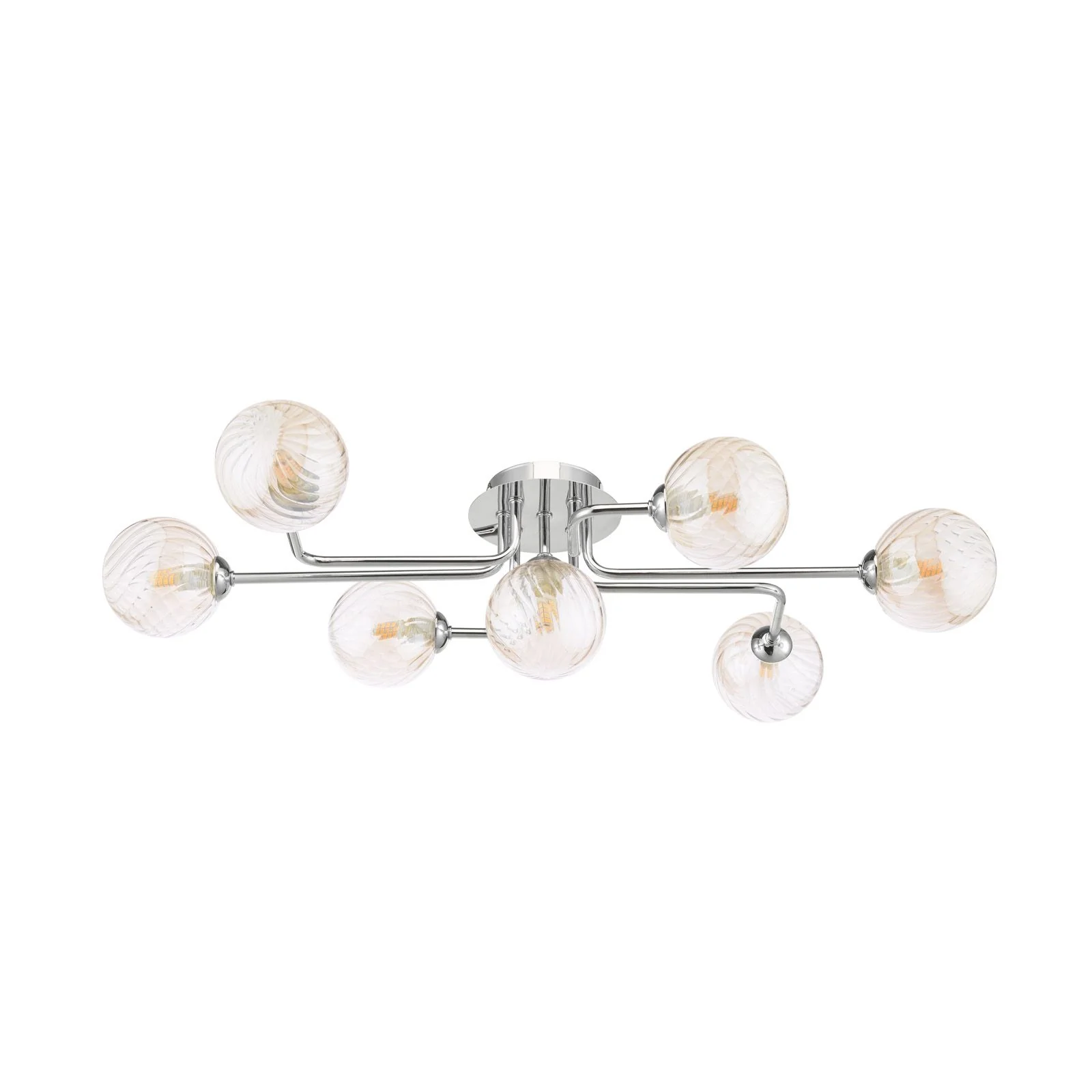 Reyna 7lt Semi Flush Ceiling Light- Polished Chrome With Twisted Amber Glass - Image 2