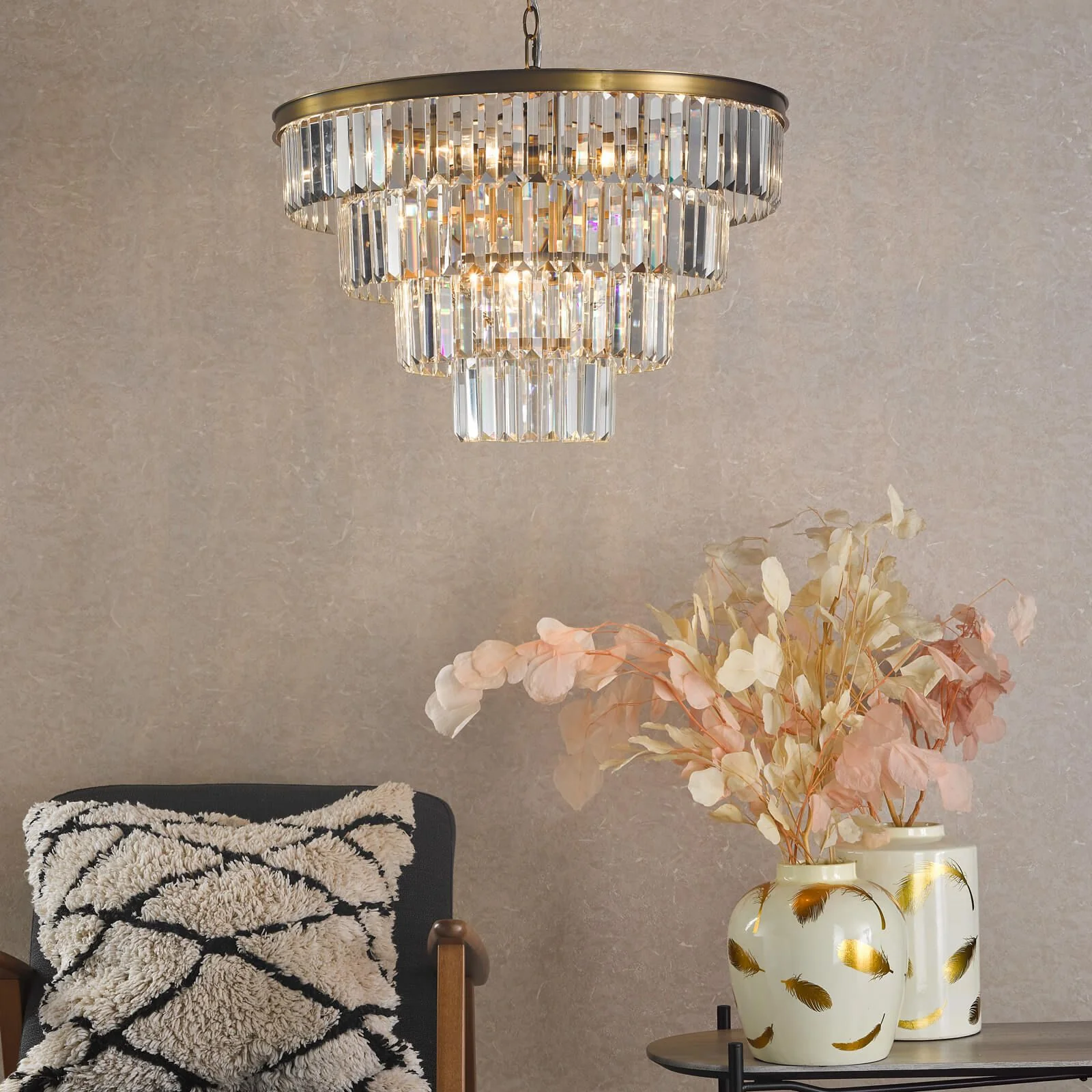 Rhapsody 6/12Lt Crystal Ceiling Light - Bronze & Crystal - Image 2
