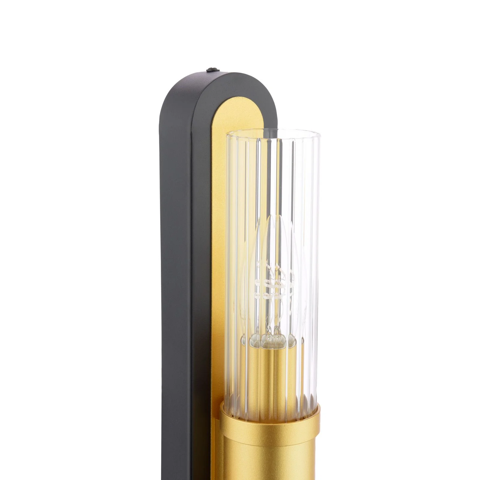 Rhian 2 Light Wall Light- Matt Black and Ribbed Glass - Image 3