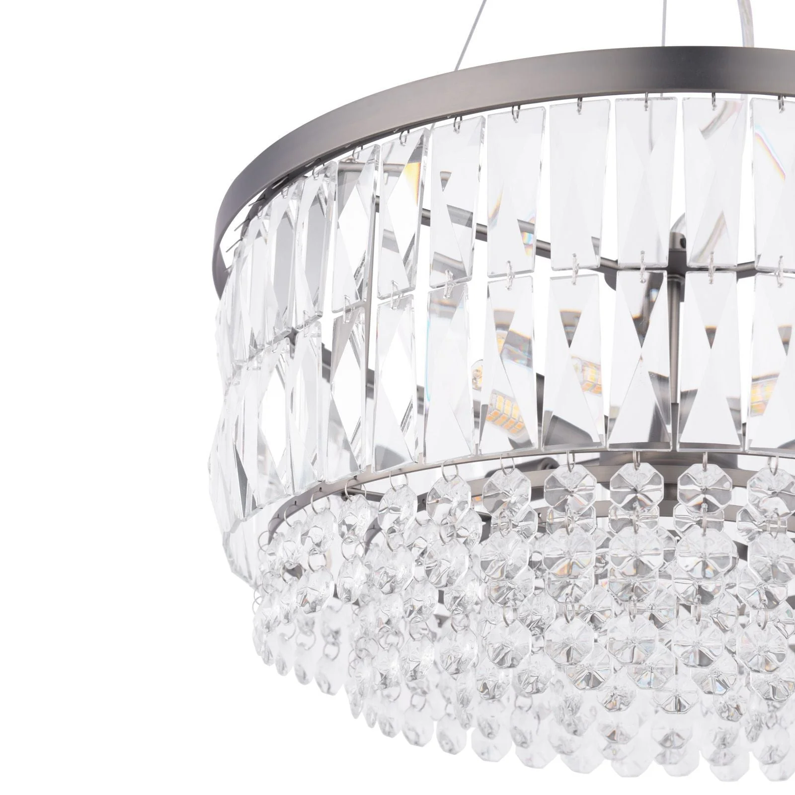 Rhosill 4 Light Pendant Crystal and Antique Brass/ Aged Pewter - Image 3