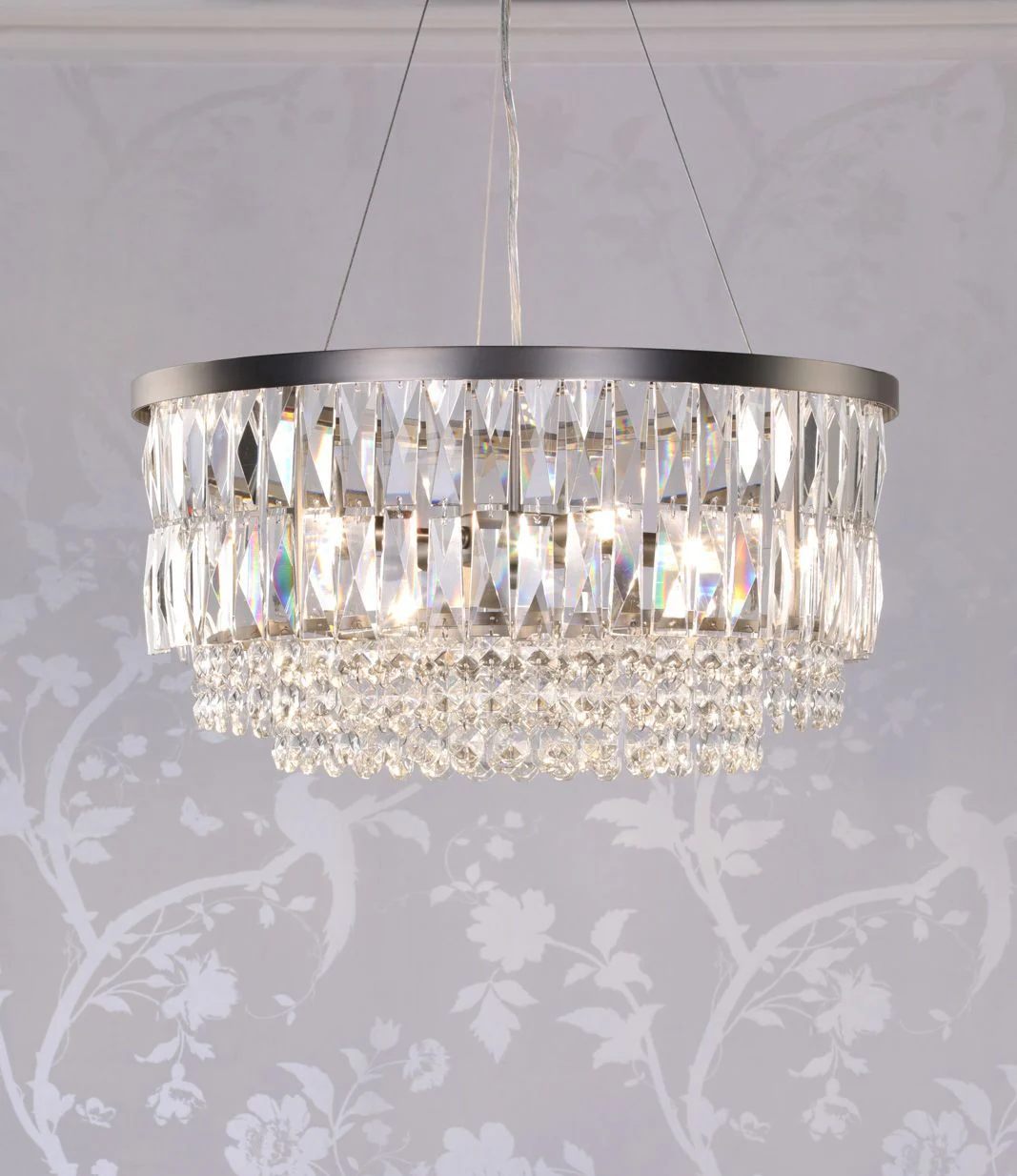 Rhosill 4 Light Pendant Crystal and Antique Brass/ Aged Pewter - Image 4