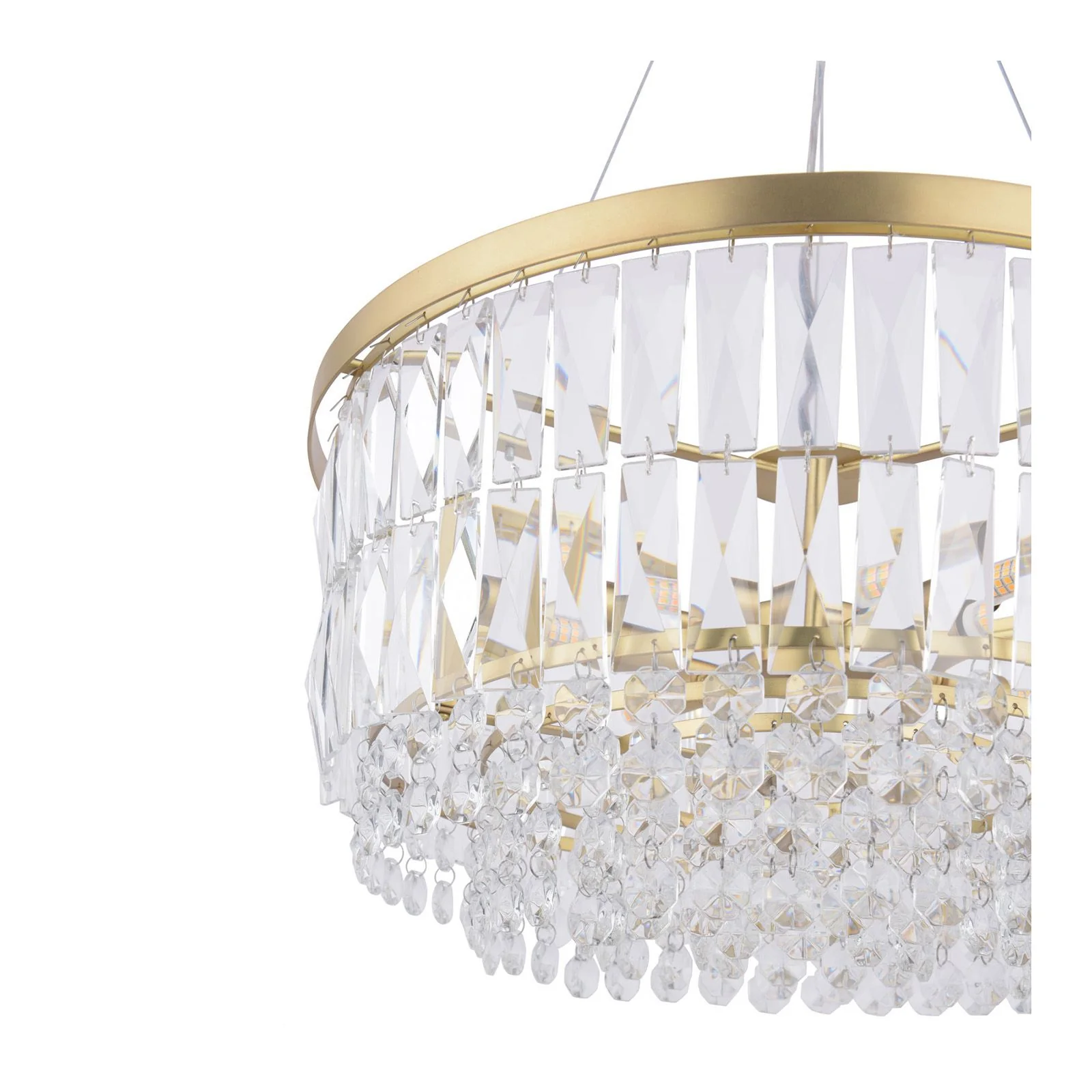 Rhosill 4 Light Pendant Crystal and Antique Brass/ Aged Pewter - Image 7
