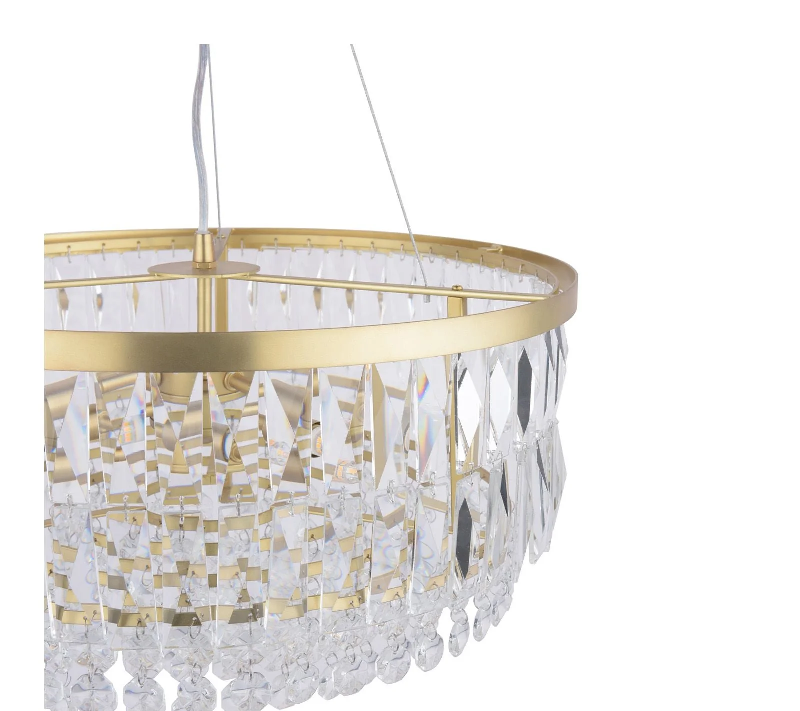 Rhosill 4 Light Pendant Crystal and Antique Brass/ Aged Pewter - Image 8