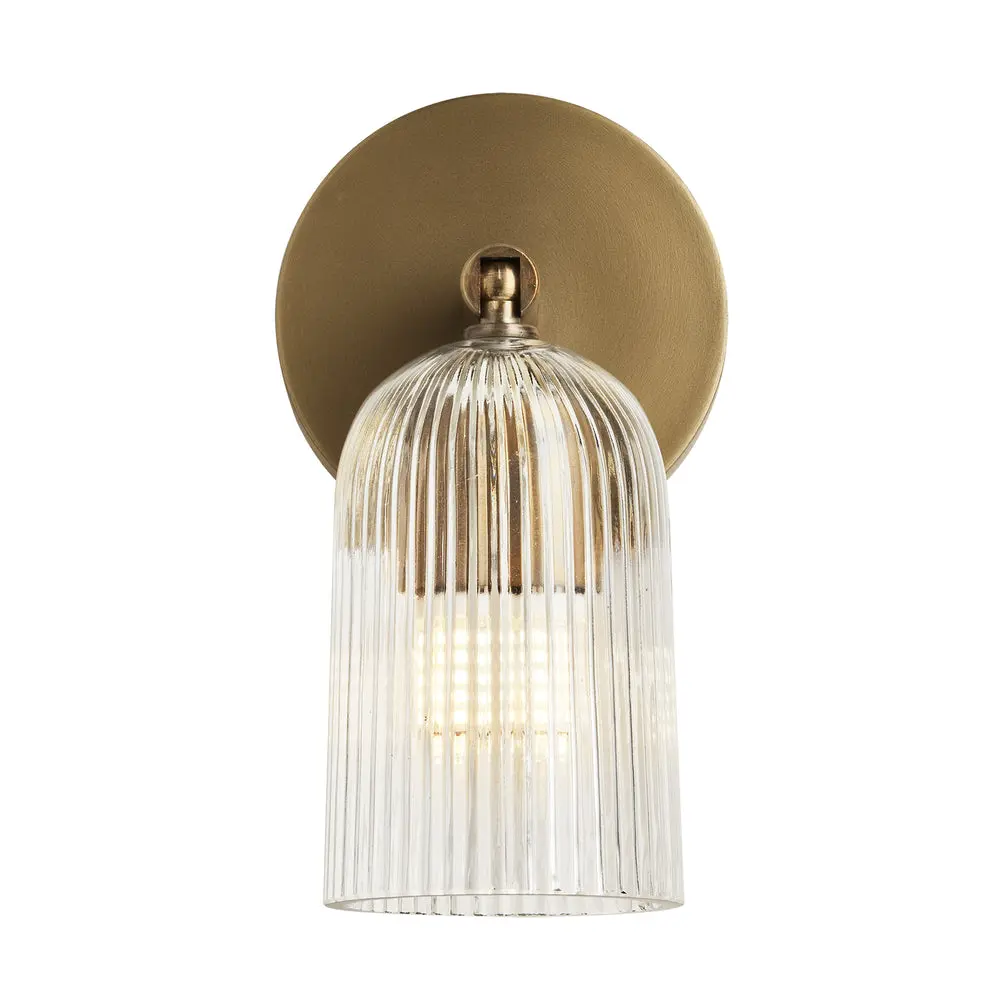 Ribbed Glass Single Spot Light  - Brass - Image 2