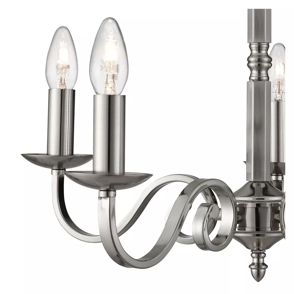 Richmond 5/8Lt Multi-Arm Pendant - Antique Brass/Satin Silver Metal - Image 10