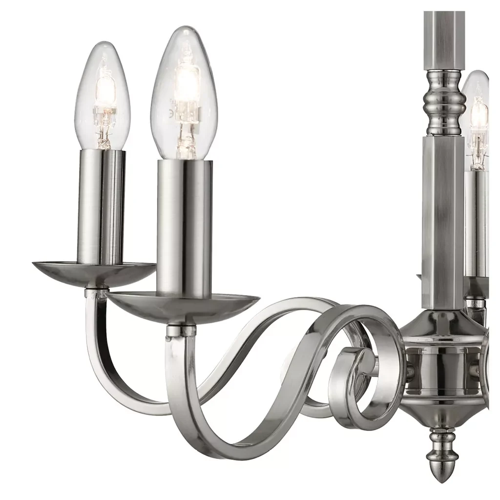 Richmond 5/8Lt Multi-Arm Pendant - Antique Brass/Satin Silver Metal - Image 11