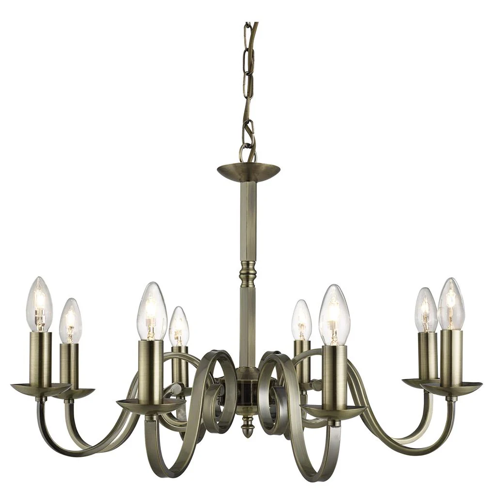 Richmond 5/8Lt Multi-Arm Pendant - Antique Brass/Satin Silver Metal - Image 3