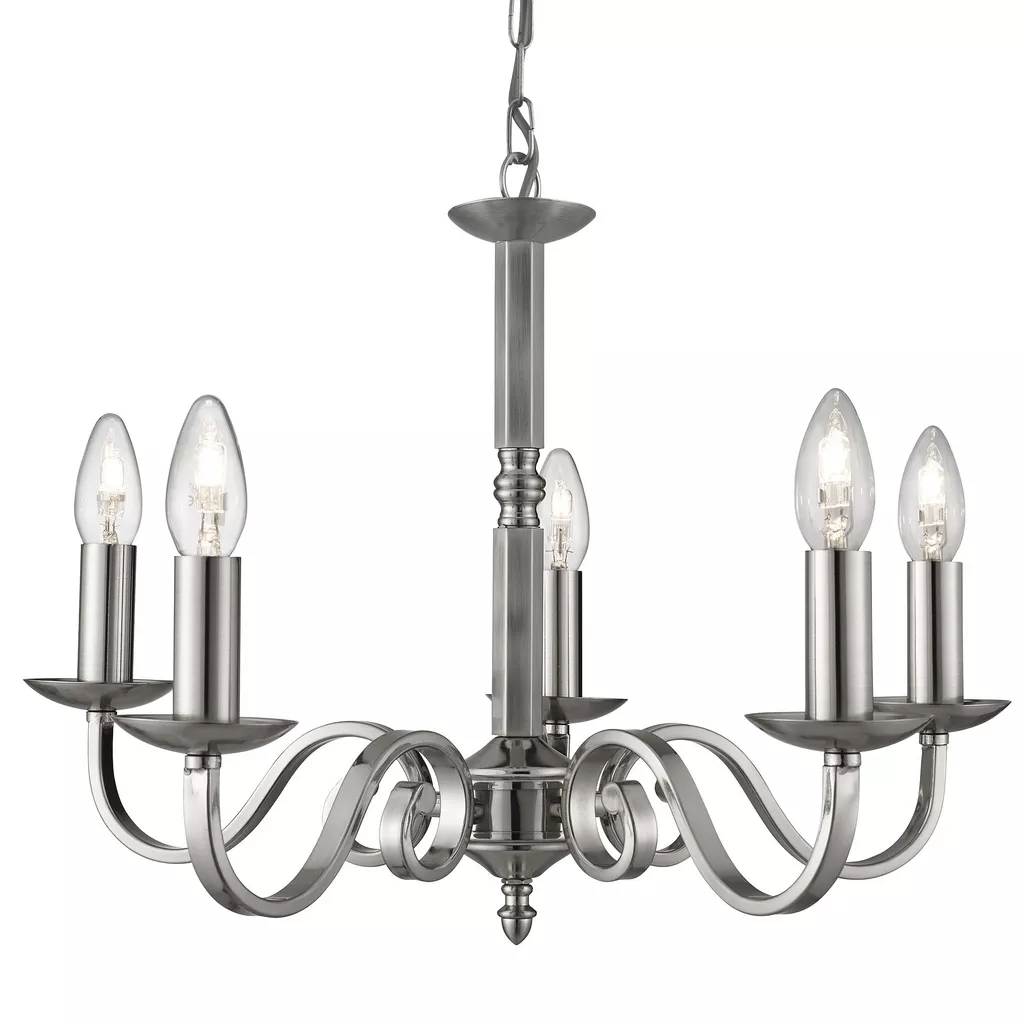 Richmond 5/8Lt Multi-Arm Pendant - Antique Brass/Satin Silver Metal - Image 8