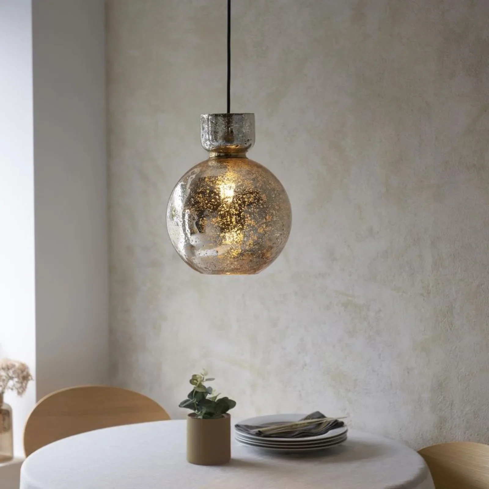 Richter Brass Pendant with Clear Bubble & Mercury Glass Finishes - Image 4