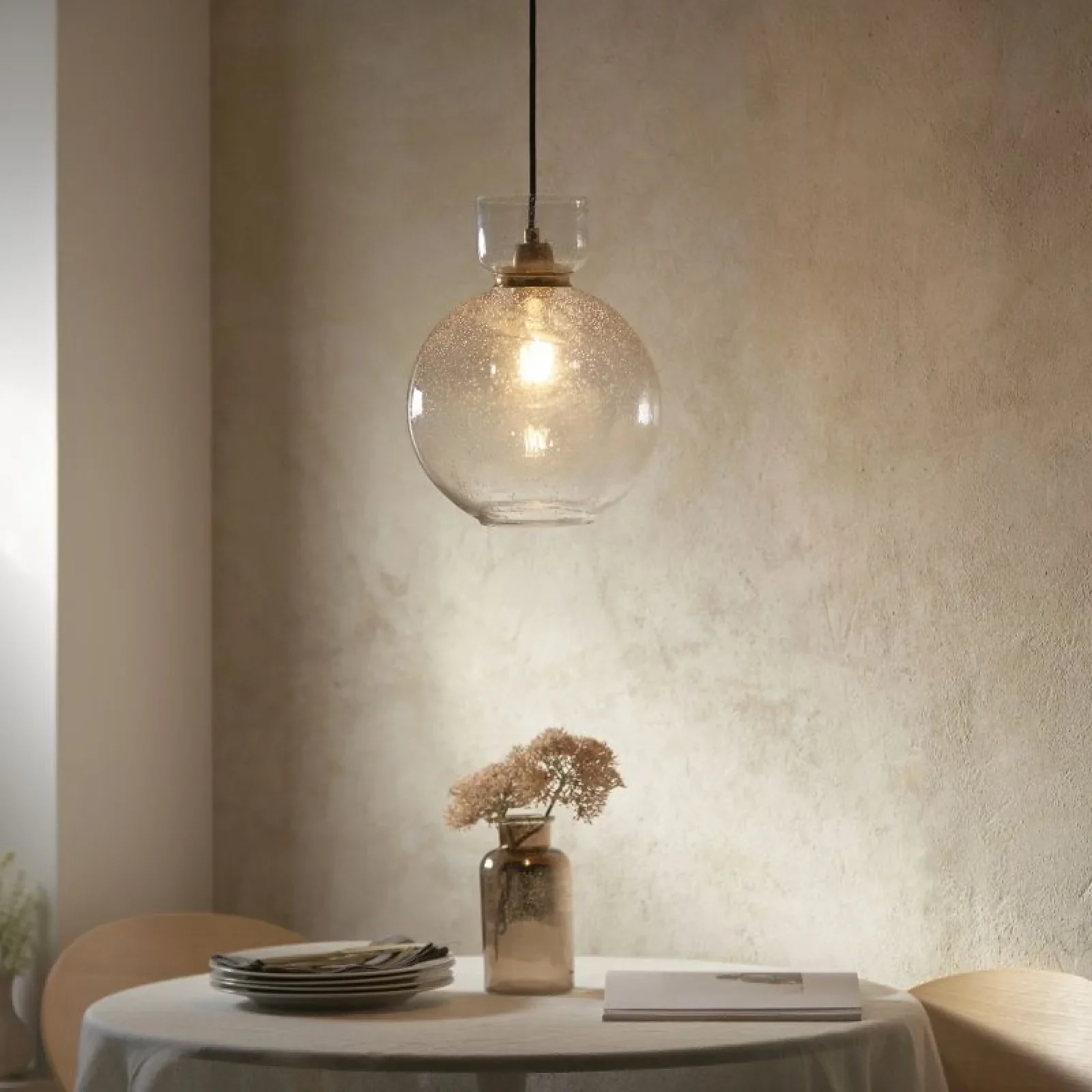 Richter Brass Pendant with Clear Bubble & Mercury Glass Finishes - Image 6