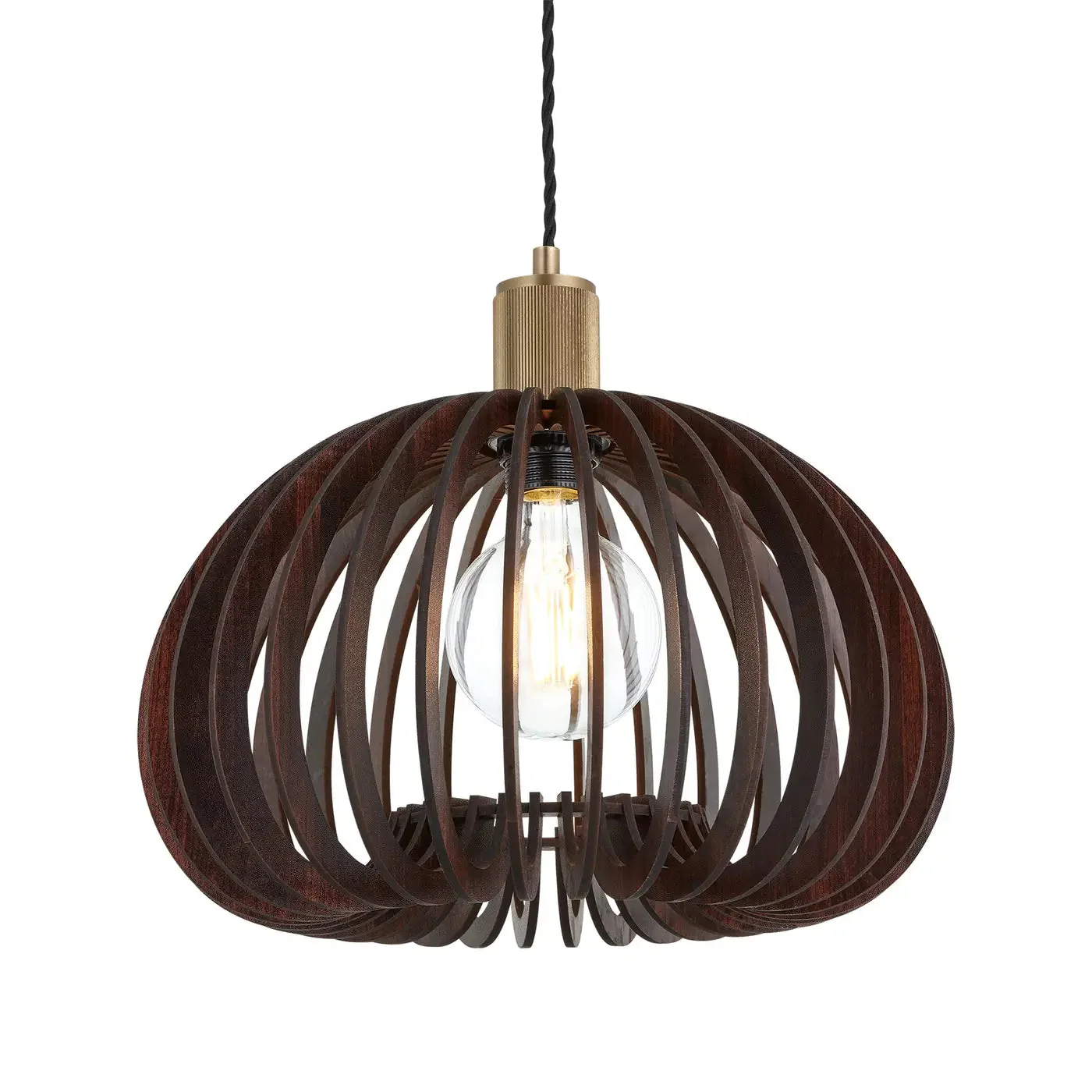 Rift Slatted Wooden Pendant Light - Drum/Mushroom /Cone - Image 2