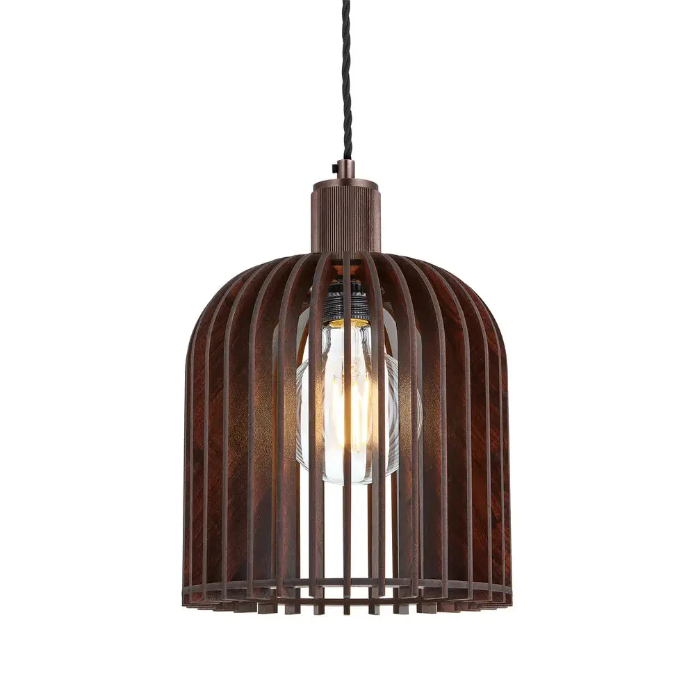 Rift Slatted Wooden Pendant Light - Drum/Mushroom /Cone - Image 4