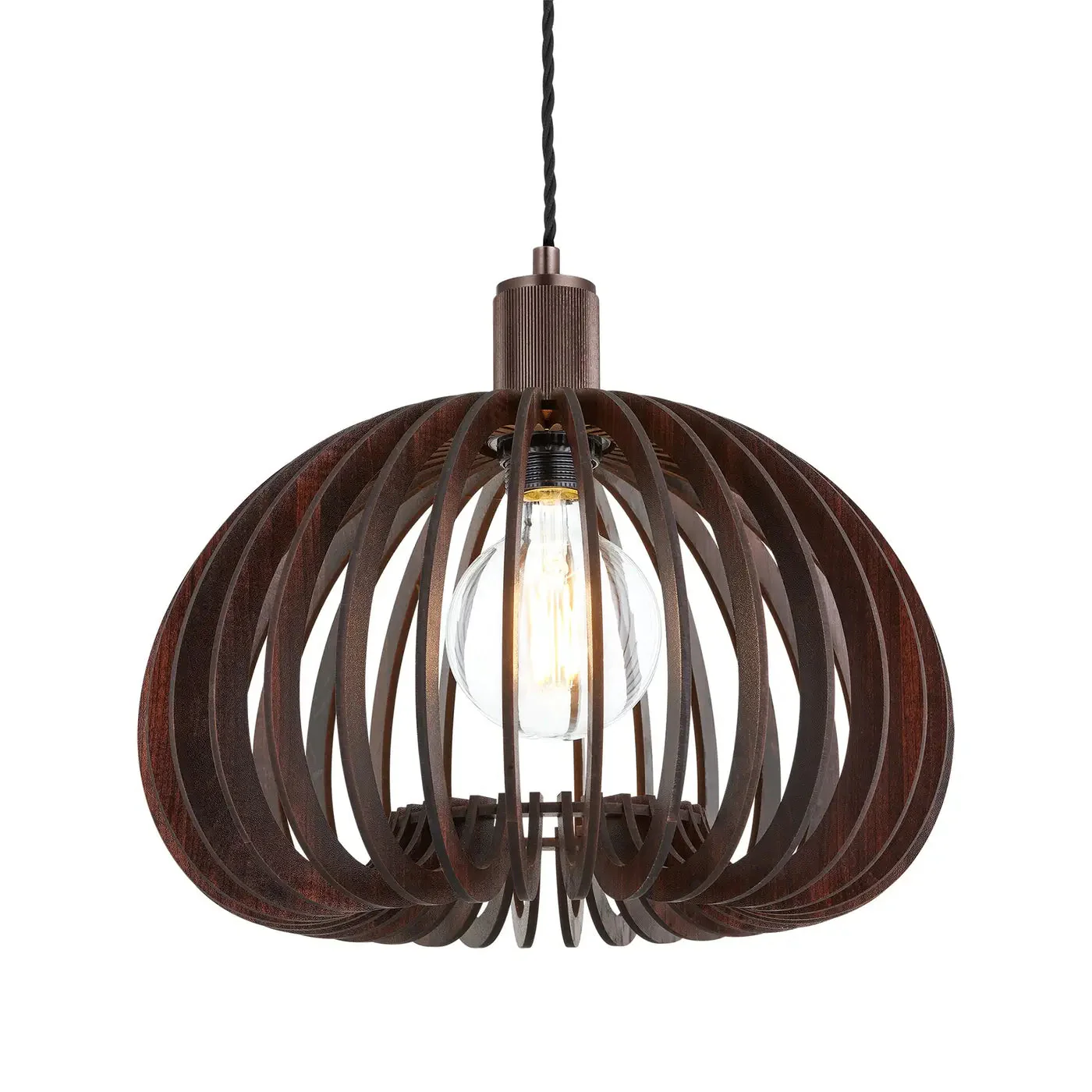 Rift Slatted Wooden Pendant Light - Drum/Mushroom /Cone - Image 5