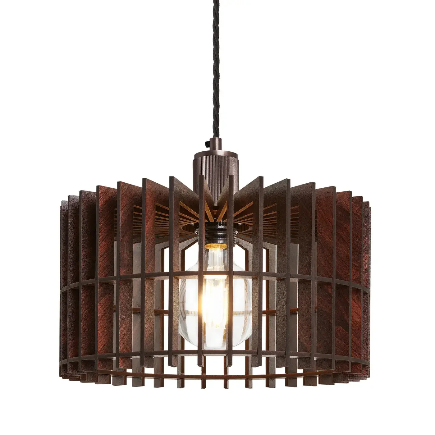 Rift Slatted Wooden Pendant Light - Drum/Mushroom /Cone - Image 7