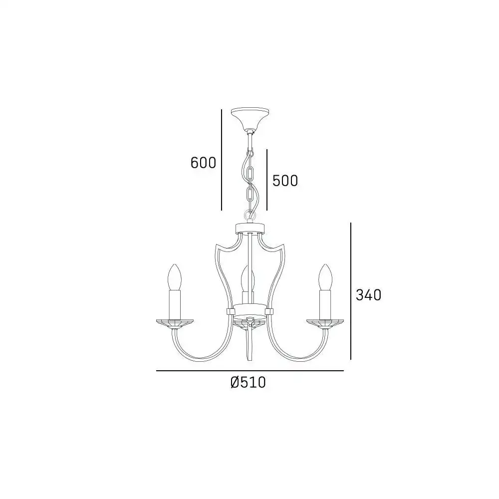 Riga 3Lt Centre Ceiling Light - Chrome Finish - Image 3