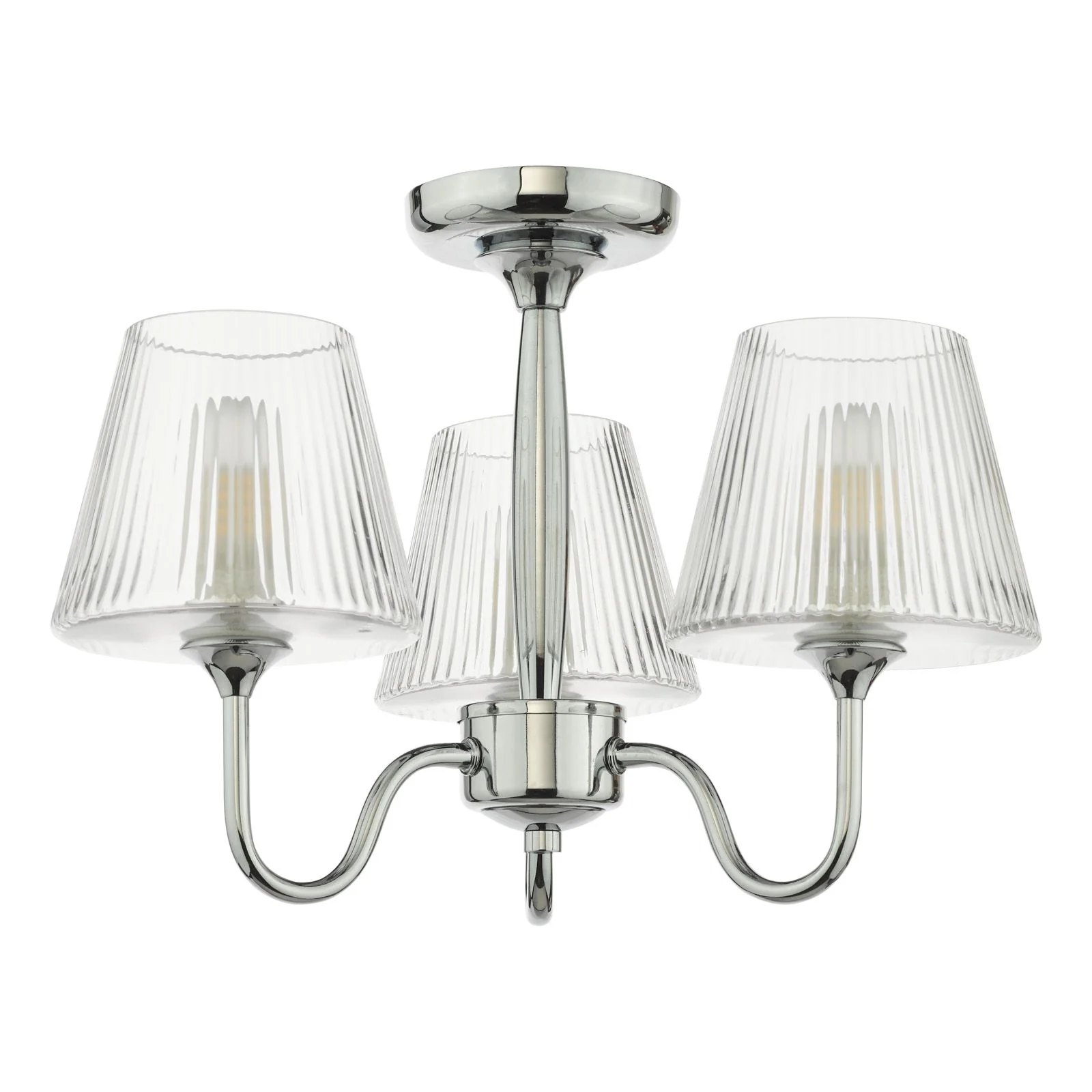 Rimaz 3 Light Bathroom Semi Flush IP44 Light- Polished Chrome and Ribbed Glass - Image 2
